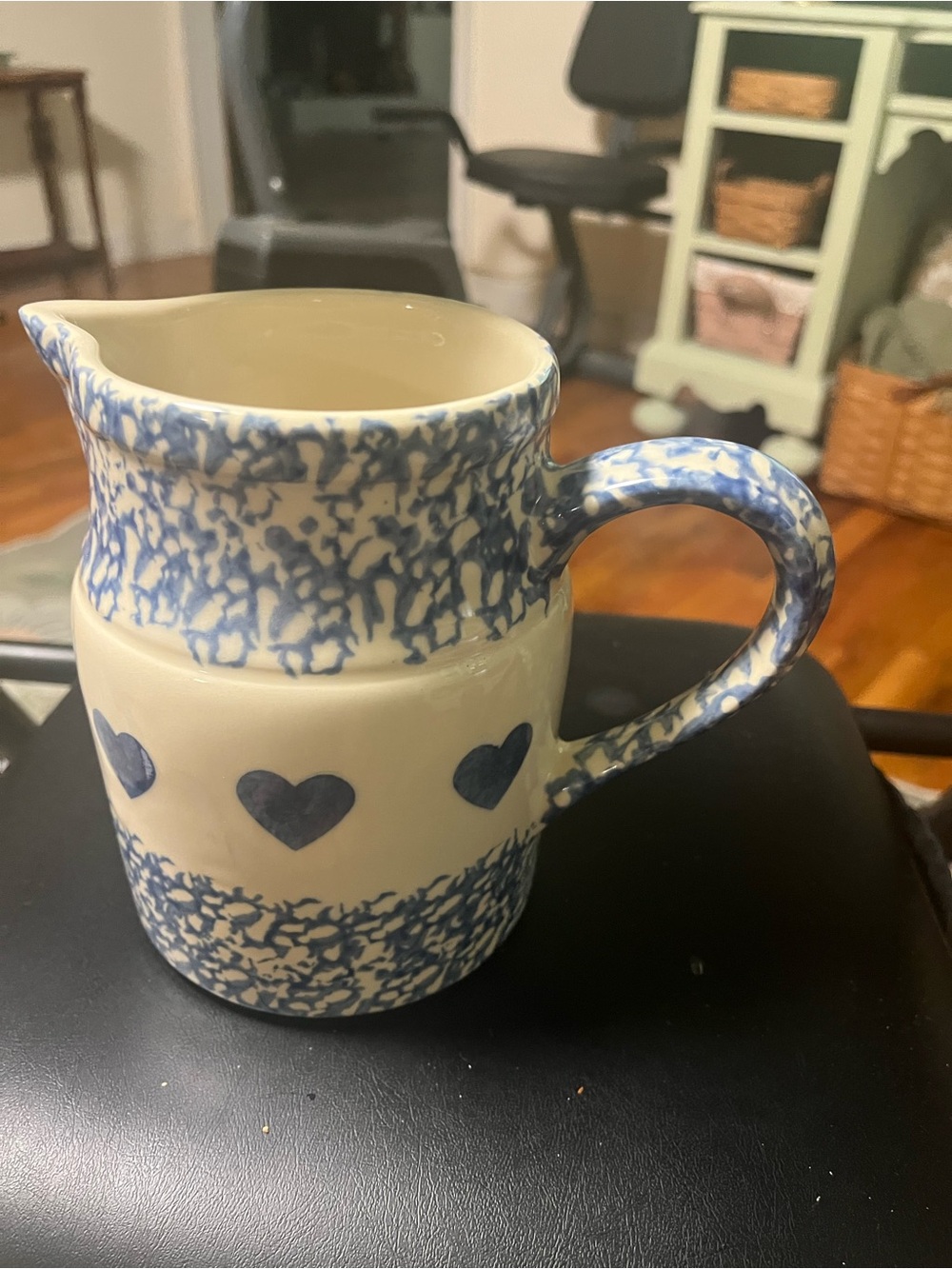 Blue Heart Ceramic Creamer Pitcher made in Ohio